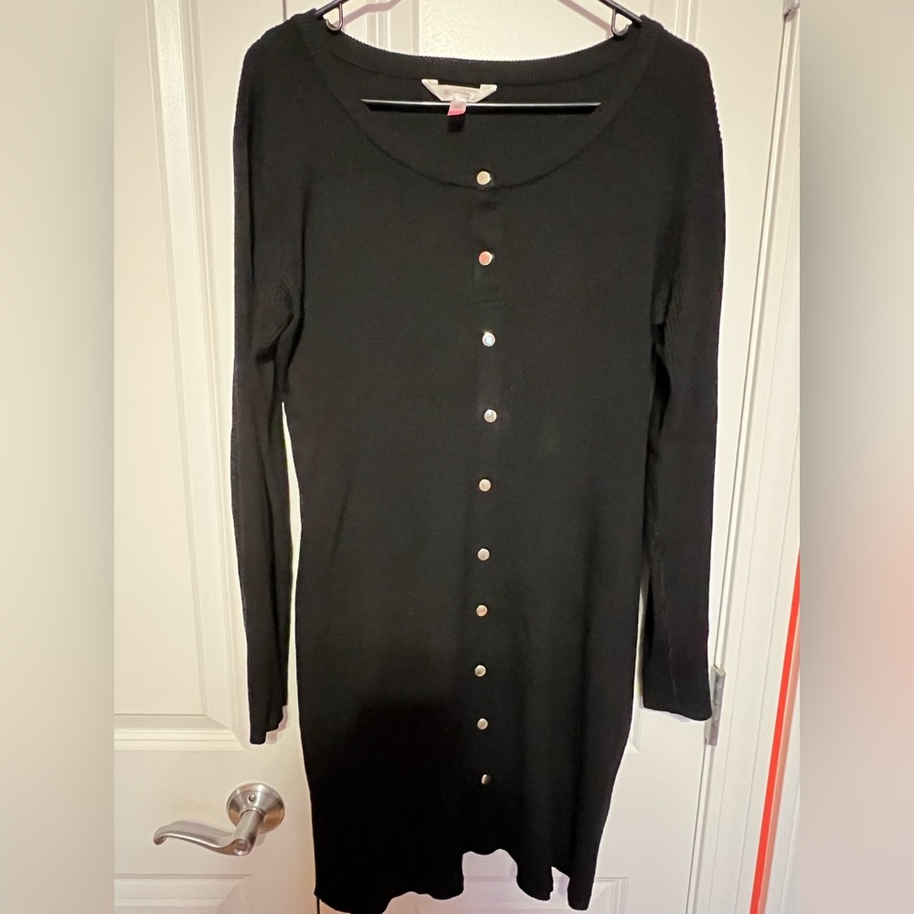 Ladies long sleeve knit button up dress